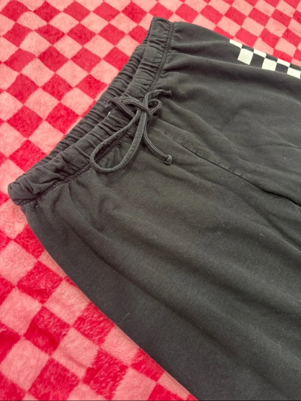 Sub_Urban Riot Black Joggers with White Checker Stripe - Picture 3 of 5